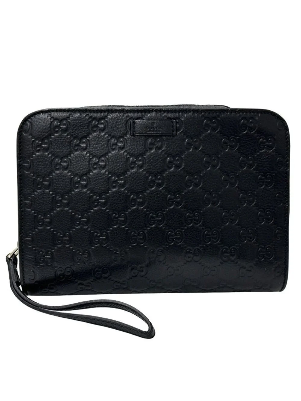 Gucci Guccissima Clutch Leather Black Gold